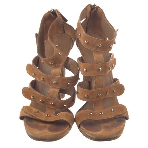 Authentic GUCCI Carmel Suede Studded Sigourney Sandals in Brown Size EU 37 - Picture 3 of 5